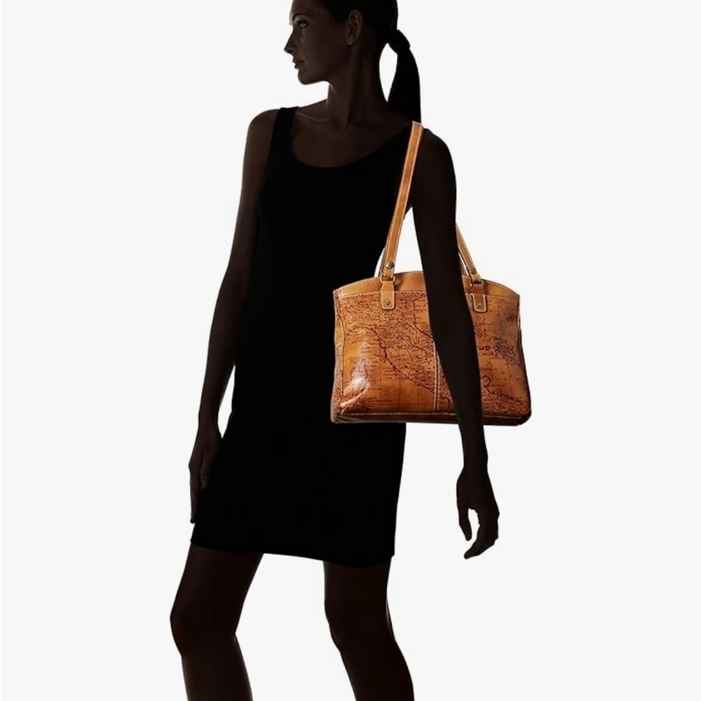 Patricia Nash Poppy map print leather satchel
